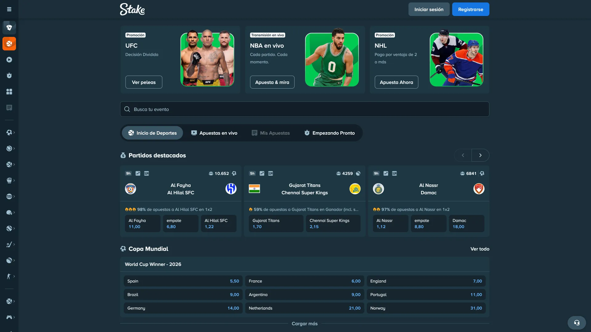 Deportes Stake acceder a competiciones.