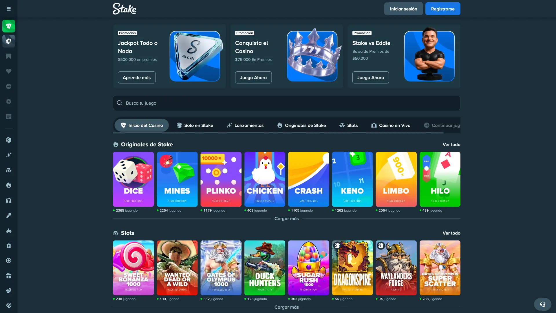 Stake casino acceso a juegos clásicos.