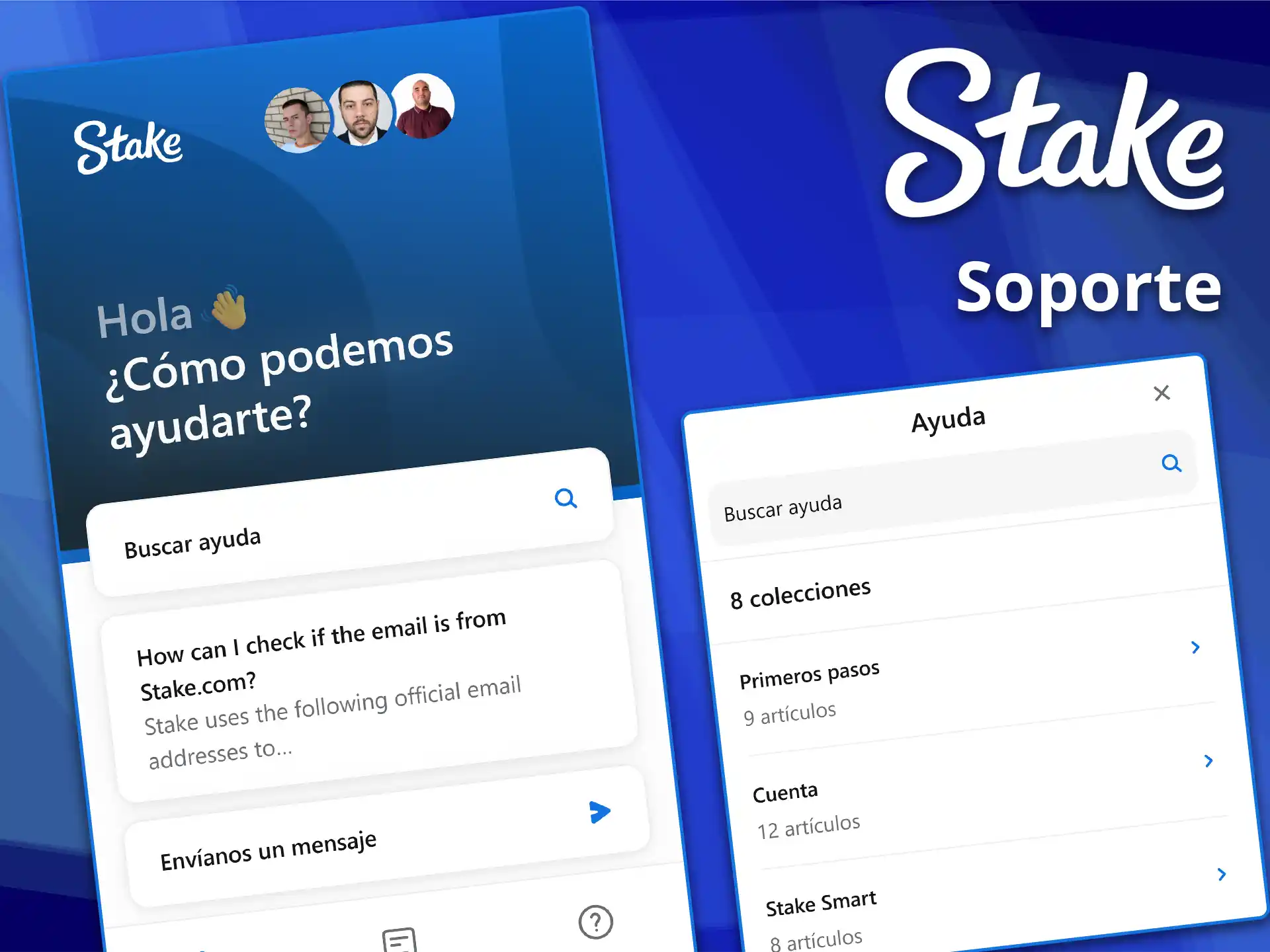 Ponte en contacto con el servicio de asistencia técnica de la aplicación Stake.