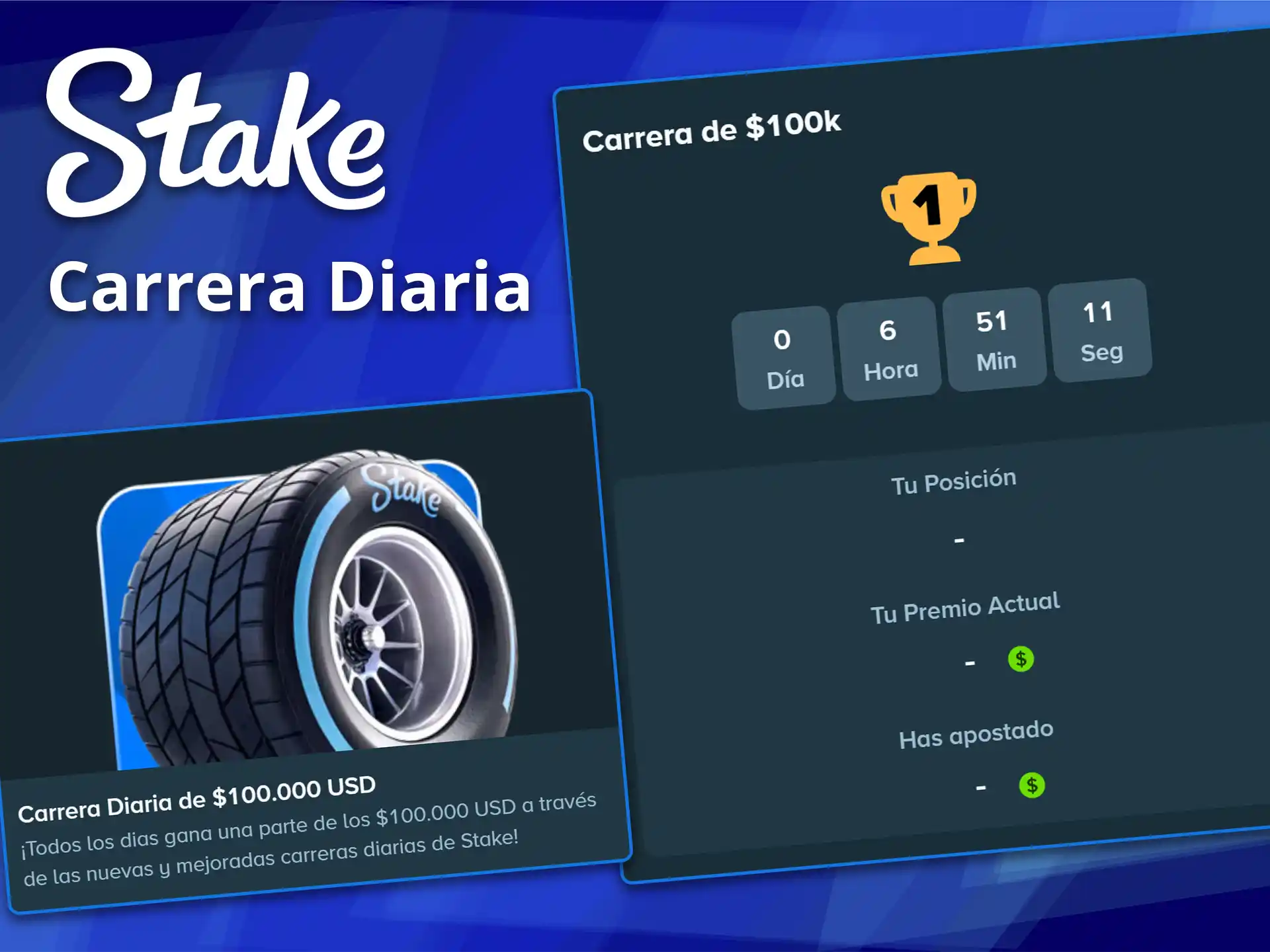 Compite con otros jugadores en la carrera diaria de Stake.
