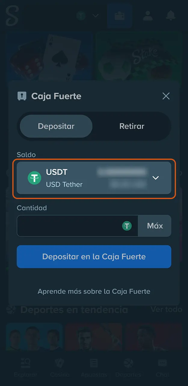 Elige tu método de pago en Stake.