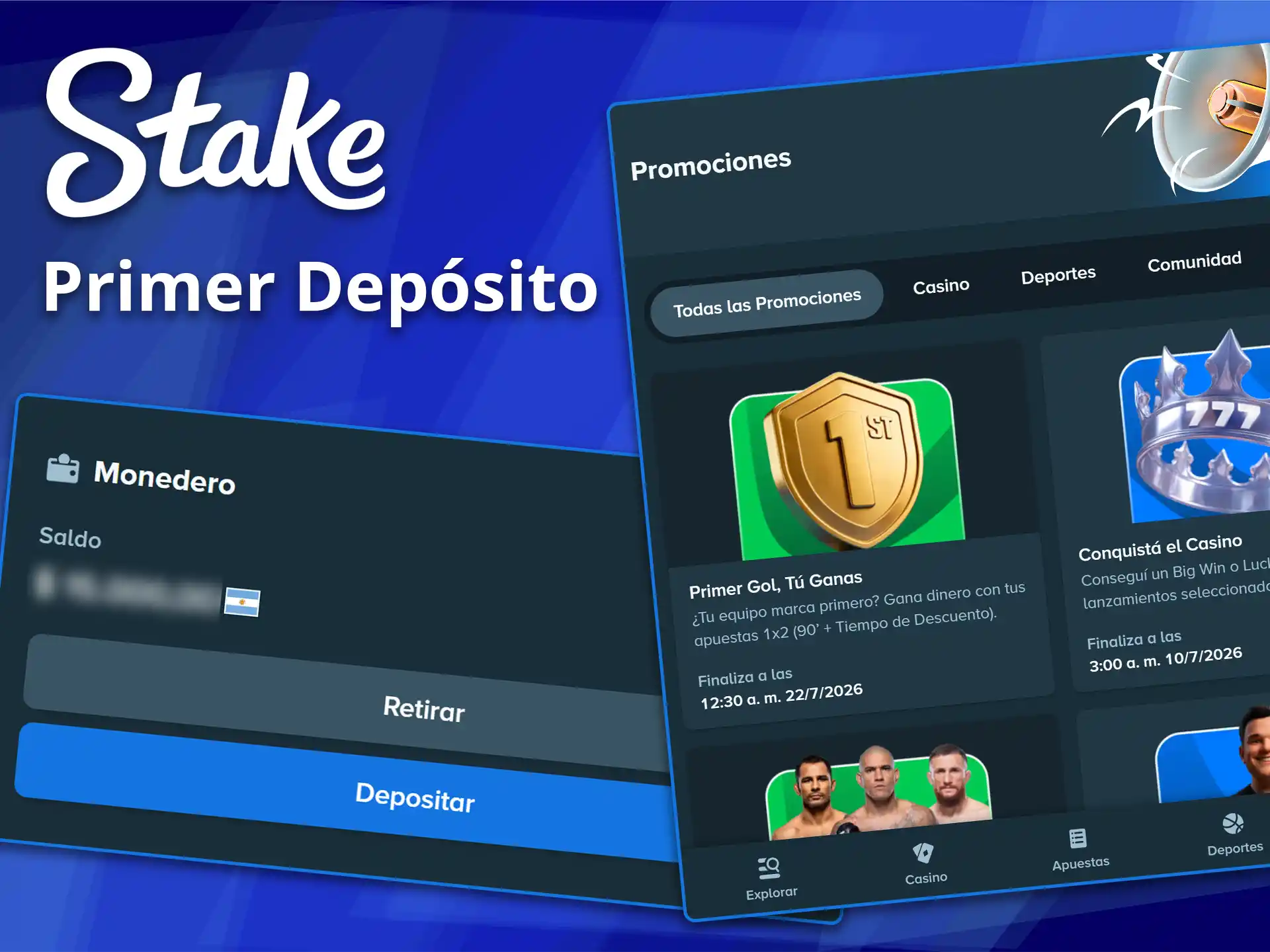 Realiza un depósito y consigue un bono en Stake.