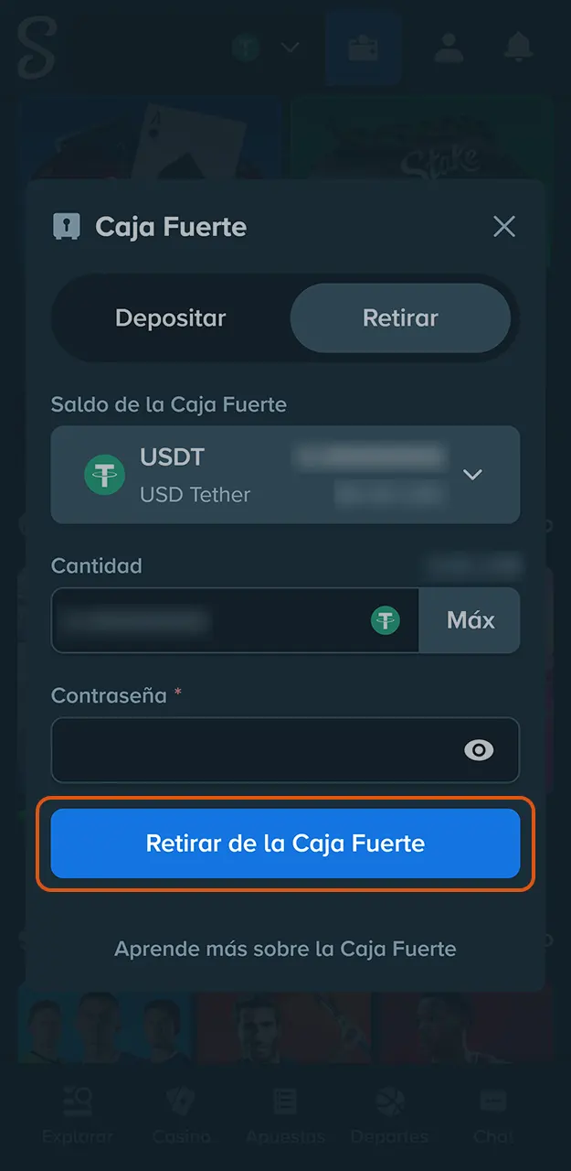 Envía tu solicitud de pago en Stake.