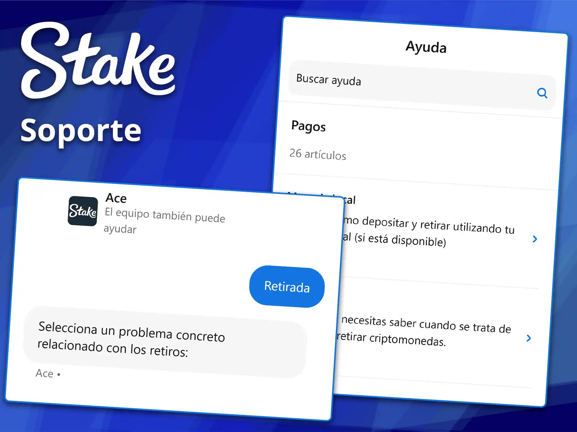 Resuelva todas sus dudas financieras usando los canales de contacto con el soporte de Stake para consultas de pago.