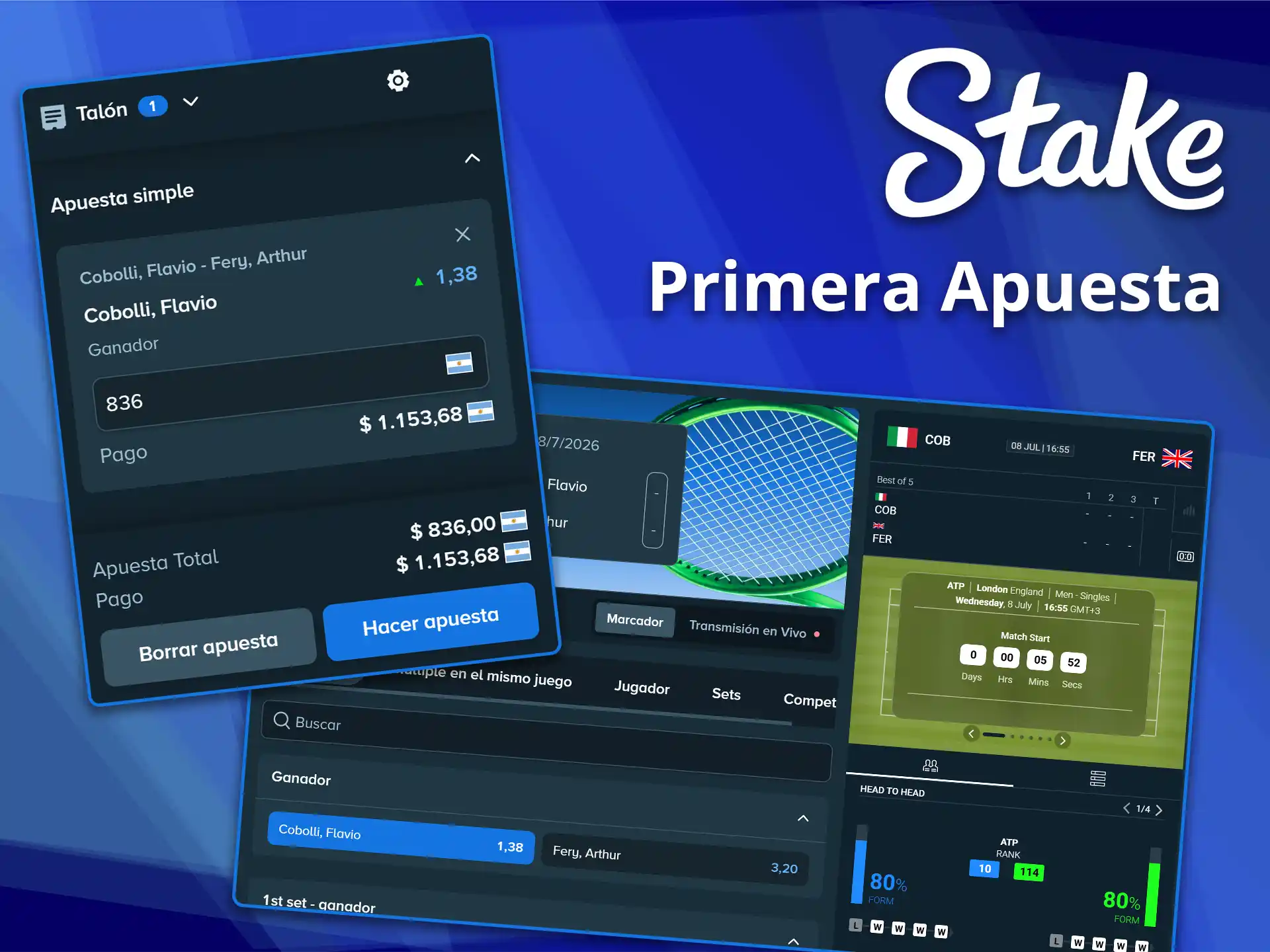 Haz tu primera apuesta en Stake.