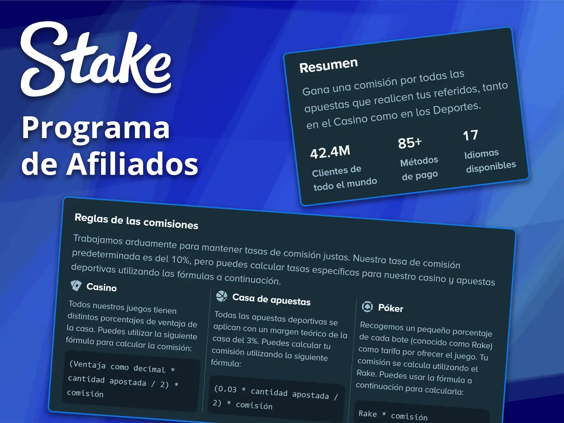 Empieza a ganar dinero con el programa de afiliados de Stake.