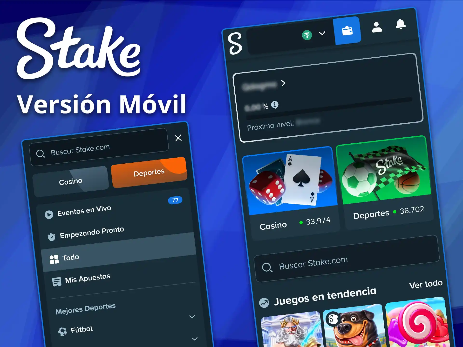 Juegue directamente desde su navegador utilizando la versión móvil del sitio web de Stake.