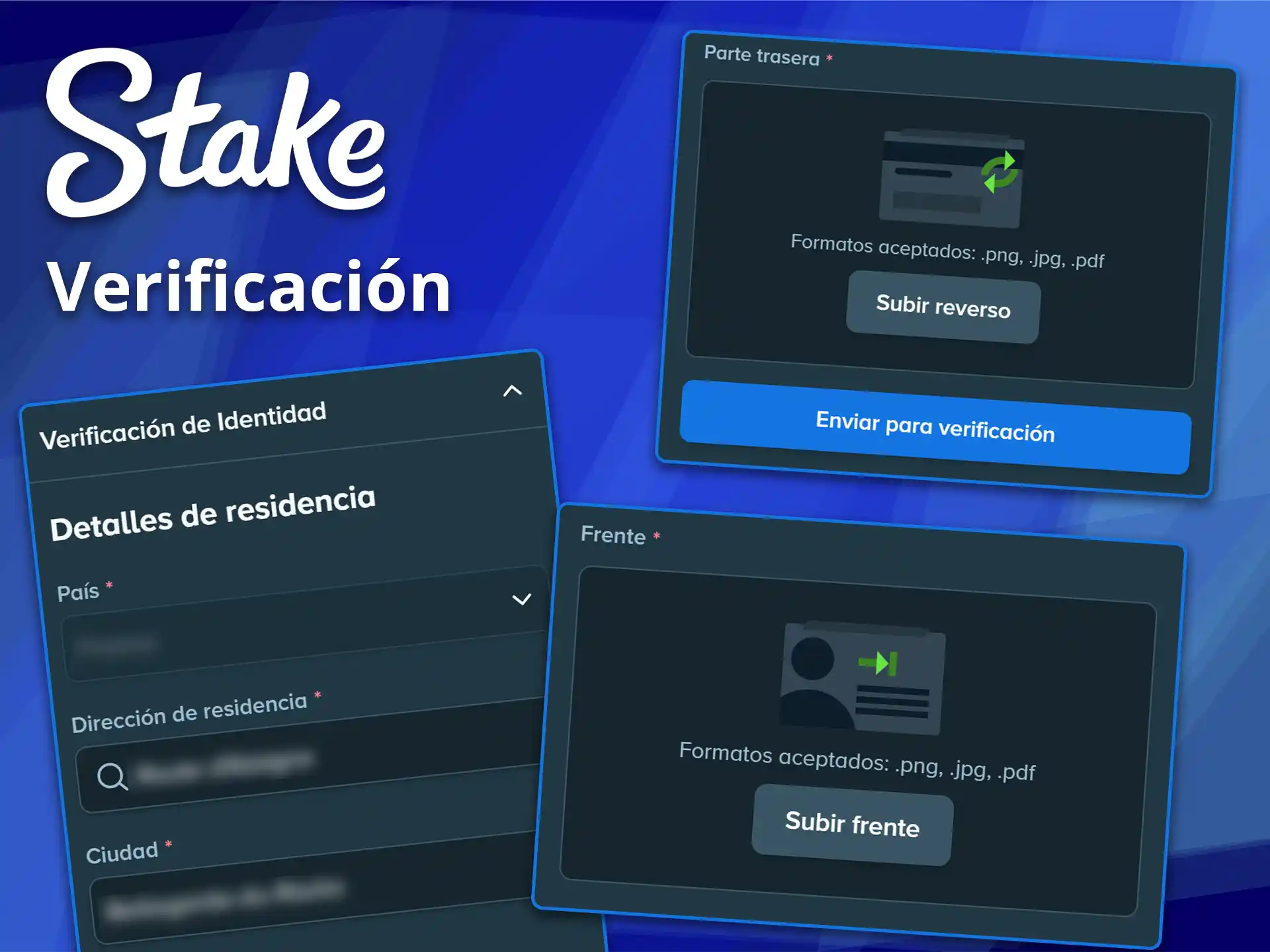 Suba sus documentos de identidad para completar la verificación de cuenta en Stake.