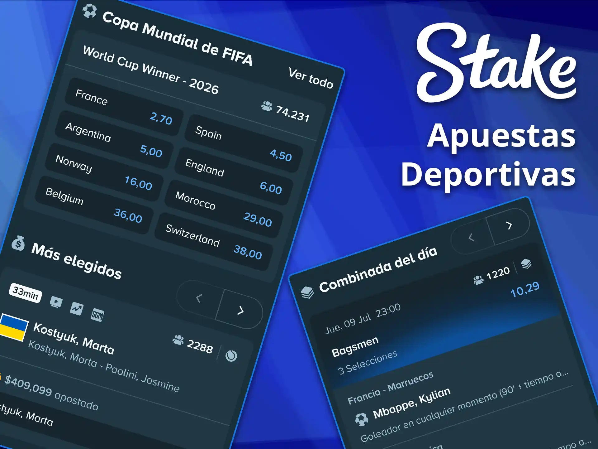Encuentre las mejores cuotas en la sección de apuestas deportivas en Stake.