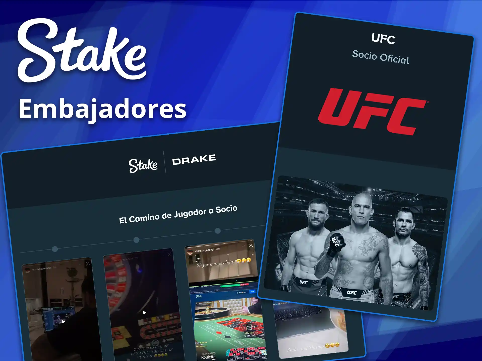 Revise los patrocinios globales y los embajadores y socios de Stake.