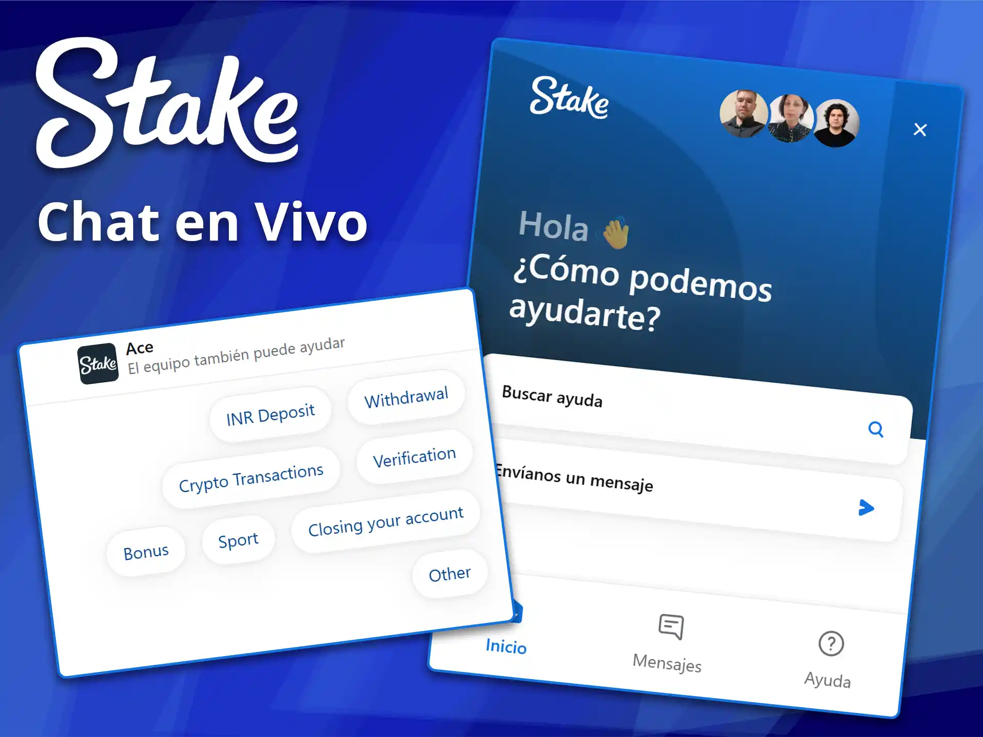 Hable con un operador en tiempo real usando el soporte por chat en vivo de Stake.