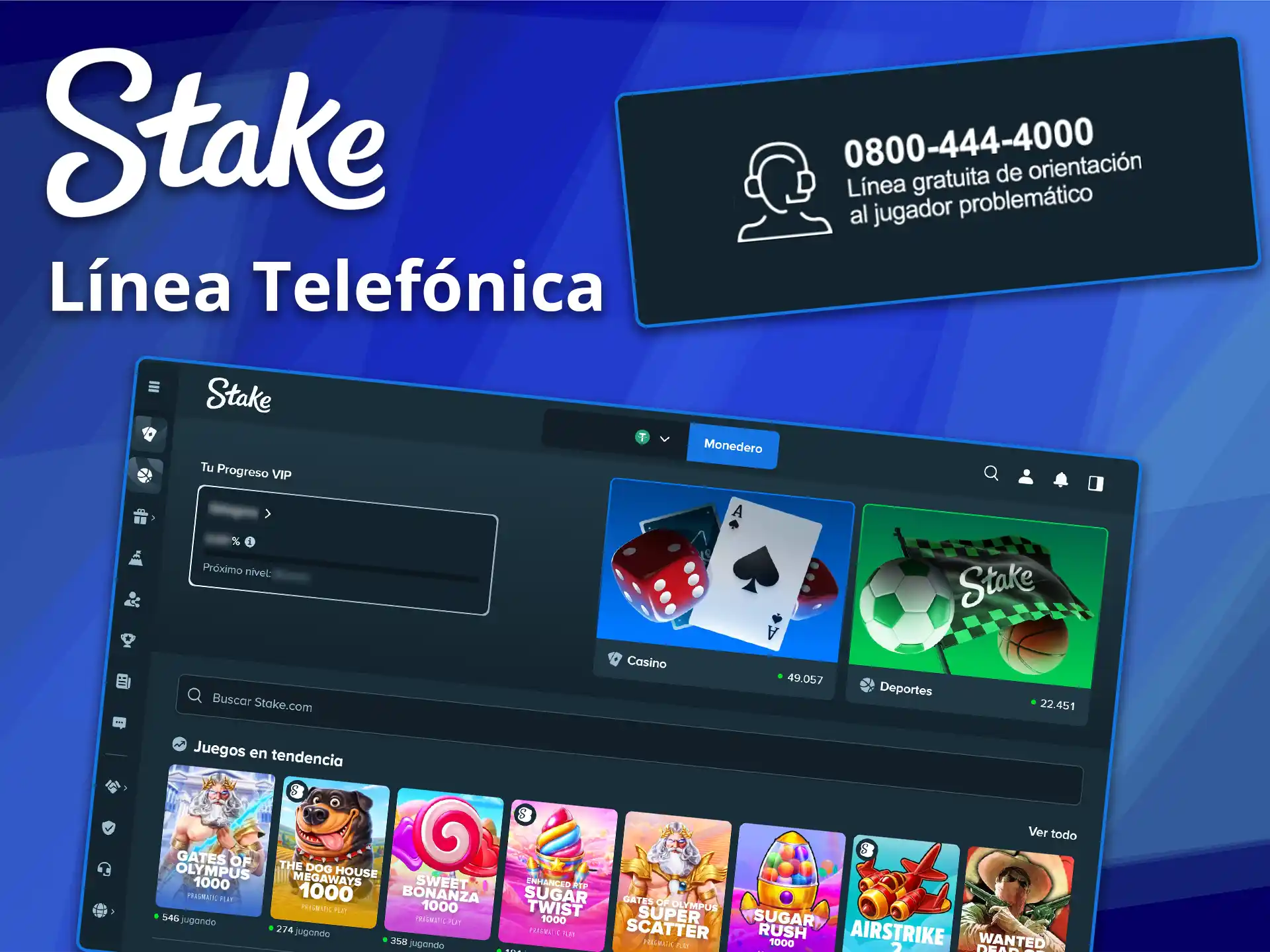Llame para recibir asistencia directa mediante la línea telefónica de soporte de Stake.